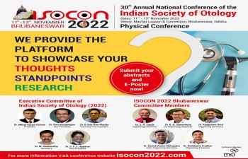 30th Annual National Conference of the Indian Society of Otology, November 11-13, 2022, Mayfair Lagoon & Convention, Bhubaneswar.